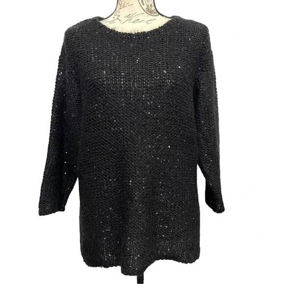Jones New York Mohair Wool Blend Sequin Detail Sweater Size Large - Picture 7 of 7